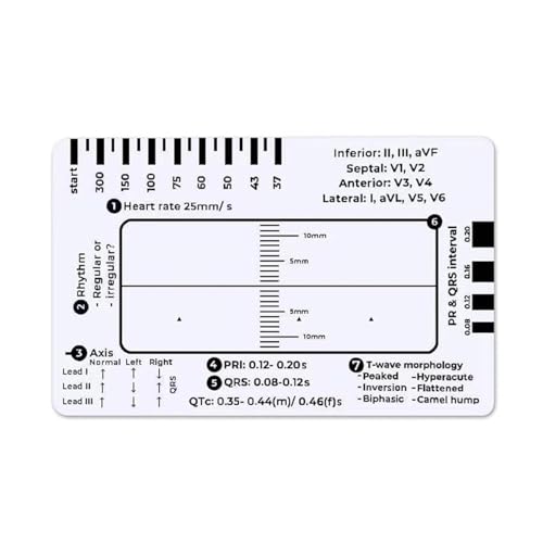 Regla ECG 7 Pasos Transparente de Plástico para Interpretar ECG