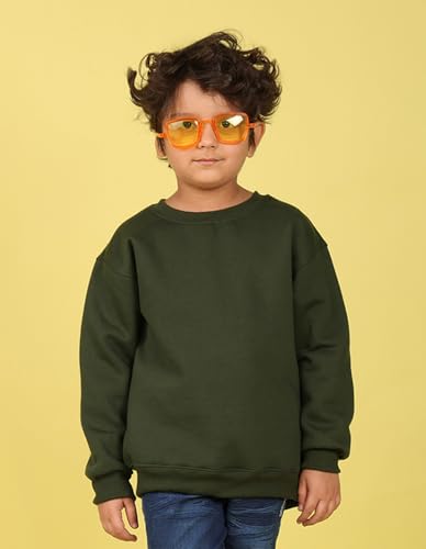Image of Nusyl Boy's Black Solid Crew /Round Neck Sweatshirt |Skin Friendly Full Sleeve Sweatshirt|Drop Shoulder Oversized Sweatshirt | Round Neck Sweatshirt Oversized Fit Long Sleeves |