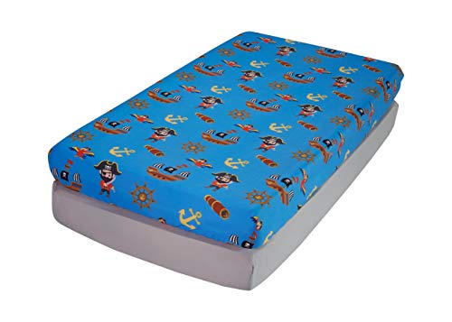 Image of Everyday Kids 2 Pack Fitted Boys Crib Sheet, 100% Soft Breathable Microfiber Baby Sheet, Fits Standard Size Crib Mattress 28in x 52in, Nursery Sheet - Pirates /Grey