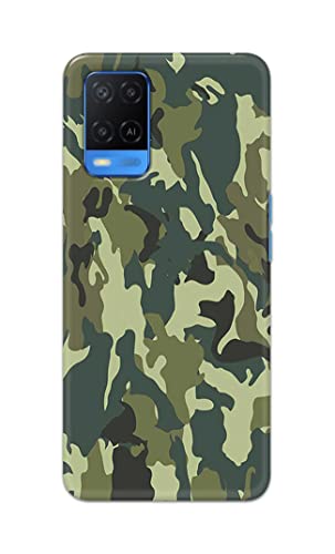 Image of PRINTFIDAA Printed Hard Back Cover Case for Oppo A54 4G Back Cover (Green Army Camouflage) -1803