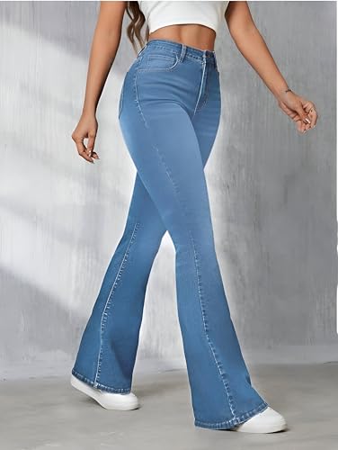 Image of Ben Martin Women's High Waist Jeans || Flared Bell Bottom Bootcut Pants || Wide Leg Stretch Denim - Perfect for Travel, Party & Everyday Use Sizes 26 to 40 (0)