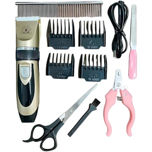 Máquina de Tosa Pets Profissional Kit Silenciosa Aparador com Lâminas Precisas e com Altura Ajustáve