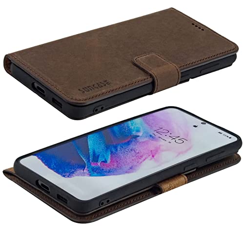 Étui en cuir véritable marron vieilli pour Honor 600 Lite 5G Suncase