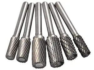 Wokesi 6Pcs,Cylinder Tungsten Carbide Double/Single Cutter Burrs Set,Grinding Head Fit Bits for Rotary Tools (6Pcs C Shape)