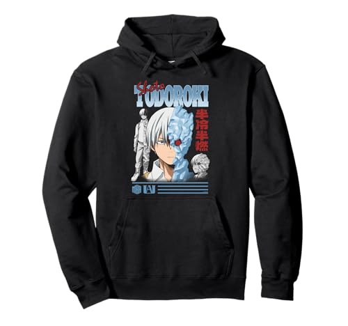 MHA Todoroki Modern Portrait Collage with Kanji Anime Sudadera con Capucha