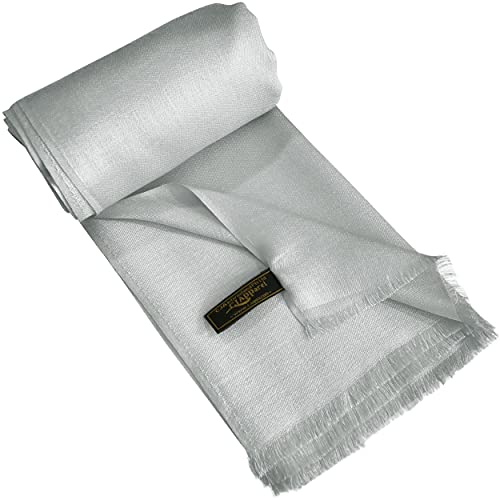 CJ Apparel Light Grey Silver Grey Solid Color Fringe Design Nepalese Shawl Seconds Scarf Wrap Stole Throw Head Wrap Pashmina Hand Made in Nepal New3