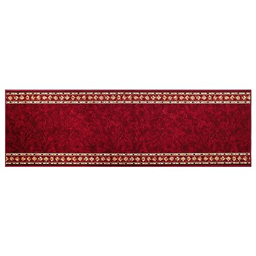 TAPISO Anti Rutsch Teppich Läufer rutschfest Brücke Meterware Oriental Rot Gelb Ornament Design Meliert Flur Küche Wohnzimmer 80 x 240 cm – Ansicht 8