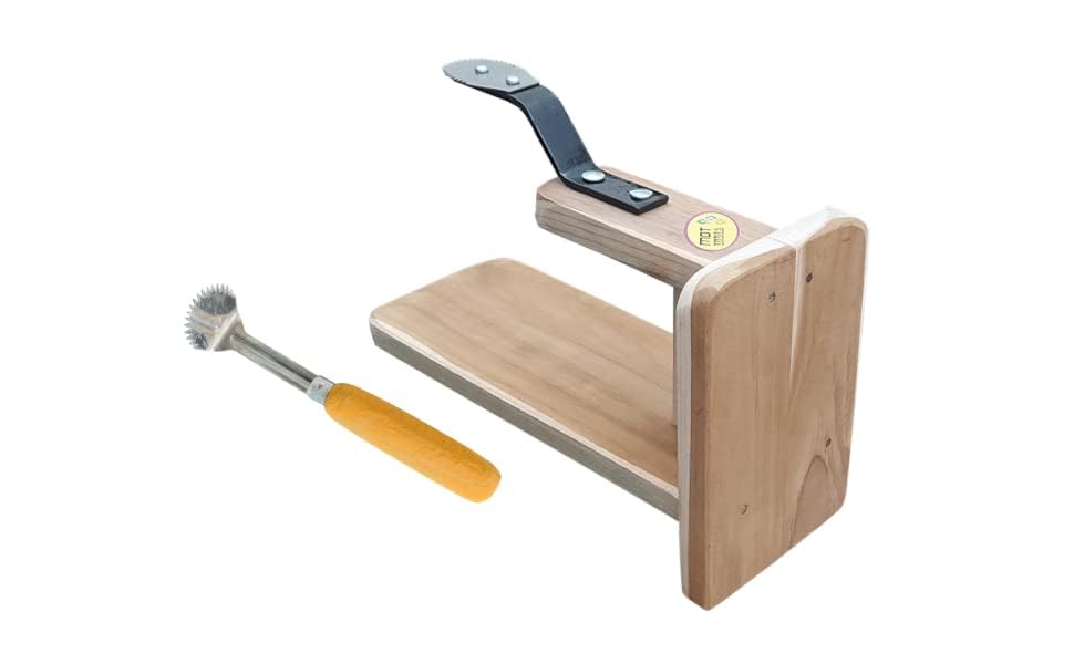 MDT India™ Table Top Coconut Scraper Combo (Real Teak Wood Table Scraper + Handheld Scraper)