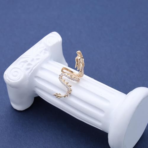 Gothic Gold Dragon Ear Cuff - Crystal Dragon Cuff Crawler Earring - Punk Metal - Cz Rhinestone - Animal Non-Piercing Earring - Women's Jewelry3