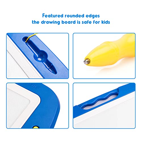 SGILE Große Magnetische Maltafel Zaubertafel, 42x32cm Zeichentafel Zaubermaltafel Malbrett mit 4 Form Stempel für Kinder ab 3 Jahre Geschenk – Bild 7