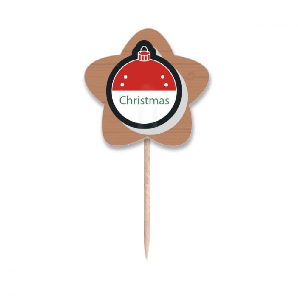 Badge de Noël icône dessin animé avec pics de cupcake et drapeaux étoiles festifs