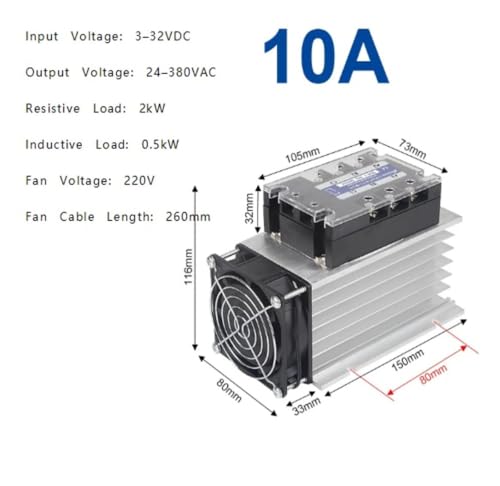 Relais triphasé à semi-conducteurs 10A DC-AC pour contrôle industriel - 3