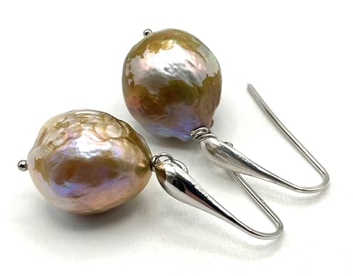 Boucles d'oreilles perles baroques argent 925 italiennes et pierres de gemmes