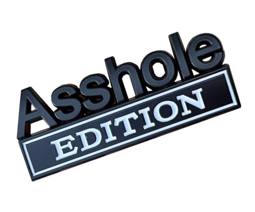 Image of Pair Set Asshole Edition Badge 3D Emblem Fit for Car Truck SUV Side Rear Front Hood Trunk Door Decal Sticker (Black White)