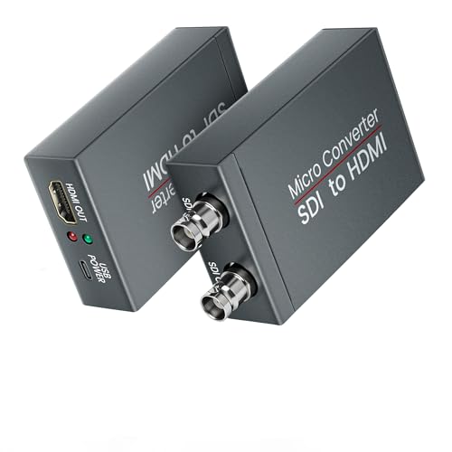 SDI to HDMI Converter with SDI Loop Out 3G-SDI to HDMI Adapter Video Audio Converter with 4ft HDMI Cable Support Auto Format Detection Audio De-embedder for Camera Monitor (Grey)