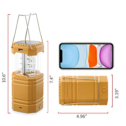 ROCAM Camping Lantern Flashlight,Solar Outdoor Camping Light Emergency Waterproof Bright Light,Solar Charge,3000mAh Power,Hand Crank Charge,Suitable for Camping, Hiking,Tent,Fishing, Home