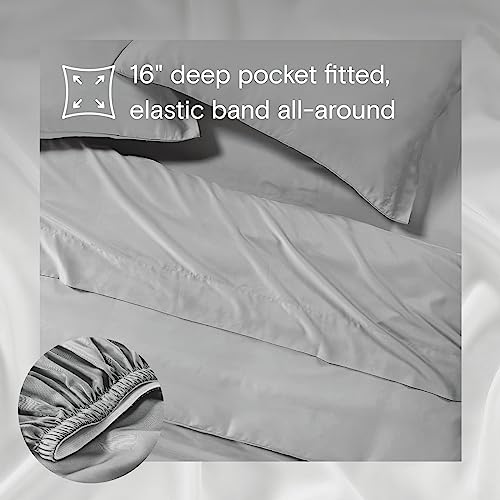 Sijo AiryWeight Tencel Sheet Set, 100% Lyocell Derived from Eucalyptus, Buttery Soft, Architectural Digest 2022 Best Cooling Sheets Winner - 4pc - 2 Pillowcases 1 Fitted 1 Top (Dove, Cal King)