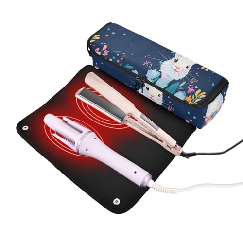 Bolsa de viaje para herramientas de cabello para mujer y tapete resistente al calor con cierre impermeable portátil para planchas y rizadores miniatura 2