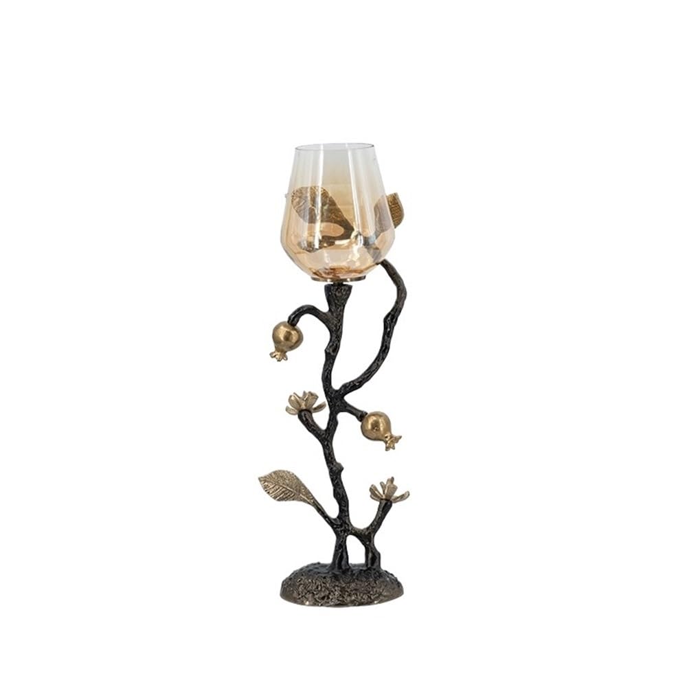 Candlelight Stand Home Creative Candlestick Ornaments Retro Table Decoration Metal Glass Candle Holder Candle Sticks Holder(Large)