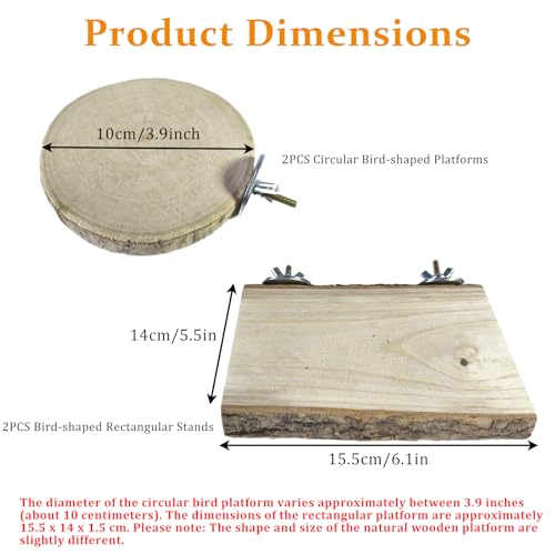 Image of Hamiledyi Wood Bird Perch 4 Pcs Natural Bird perches Wooden Stand Platform or Budgie Conure Parrot Parakeet Cockatiel Lovebird