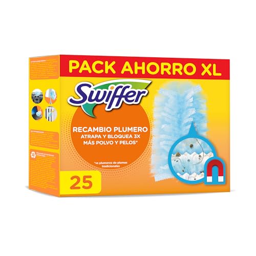 Swiffer Plumero Atrapa Y Retiene El Polvo 5 Recambios, Atrapa Y Retiene Hasta 3 Veces Más Polvo Y Pelo Que Un Plumero De Plumas Convencional, 5 paquetes x 5 unidades