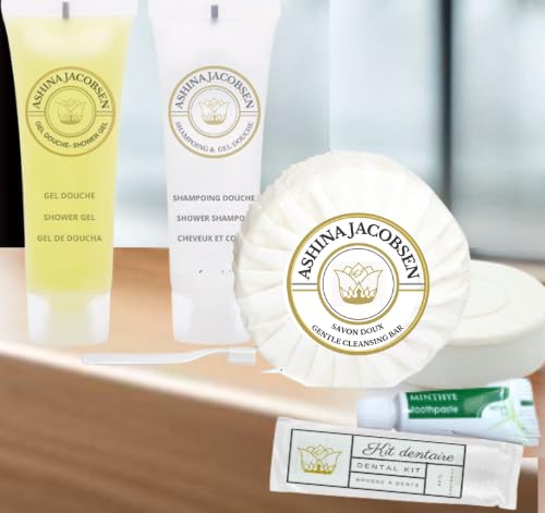50 Gels douche + 50 Shampoings +50 kits dentaire - (TOTAL 150 ARTICLES) le set ASHINA JACOBSEN pour hotel