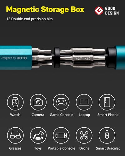 HOTO 24 in 1 Multi Bit Mini Screwdriver Set Magnetic, Manual Precision Screwdriver Set, EDC Pen Screwdriver for Eyeglasses, Electronics, Watches, Phones, Laptops, Cameras, Dark Turquoise