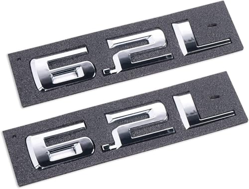 Image of 2pcs 6.2L Emblems 3D Hood Style Badge Logo Sticker Nameplate Letter Replacement for 1500 2500HD (Chrome)