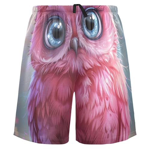 Cute Purple Owl Cartoon Men's Pajama Shorts Gym Workout Comfy Soft Pj Sleeping Shorts Funny S