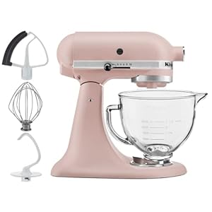 KitchenAid 5-Quart Tilt Head Stand Mixer With Flex Edge Beater Glass Bowl Feather Pink