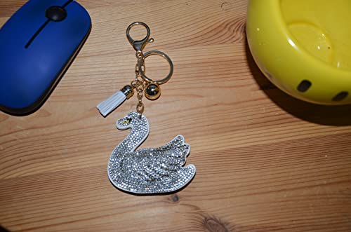 Popfizzy Swan Keychain for Women and Girls, Bling Purse Charm, Rhinestone Backpack Key Fob, Crystal Bag Charm4