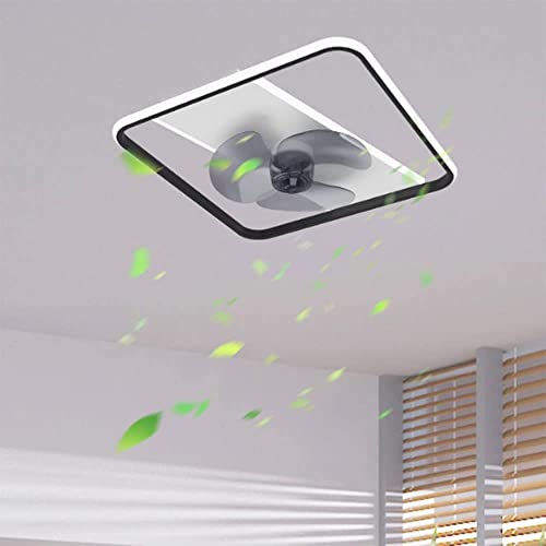 Ventilador de Techo LED Cuadrado de 15.7 Pulgadas y Perfil bajo con Ventilador, 6 velocidades, Control Remoto Regulable, 64 W, Ideal para Dormitorio, Sala de Estar, Restaurante y o