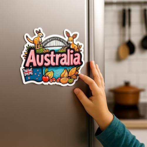 Image of Naxon Australia Country Theme Souvenir Wooden Refrigerator Stylish Fridge Magnet - Fridge Decoration Magnet for Kitchen & Home Decor | Perfect Souvenir Gift | Size 3x3 Inches | Pack of 1