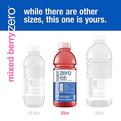 vitaminwater electrolyte enhanced water w/ vitamins, zero go-go mixed berry, 20 fl. oz (Pack of 12)