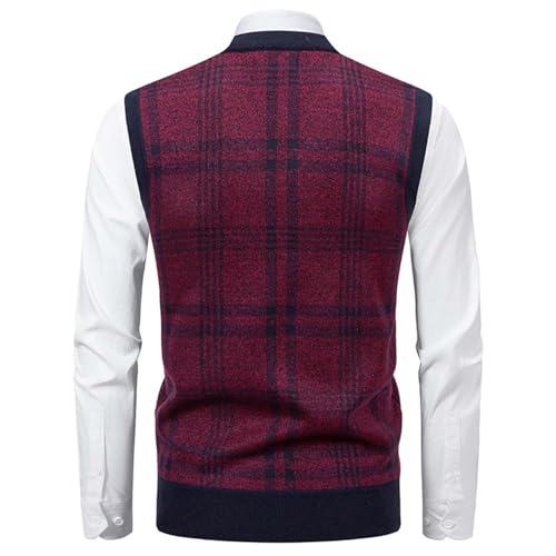 Men's Sweater Vest Cable Knit Pullover Sweaters V Neck Sleeveless Plaid Knitwear Slim Fit Stretchy Sweaters Tank Top4