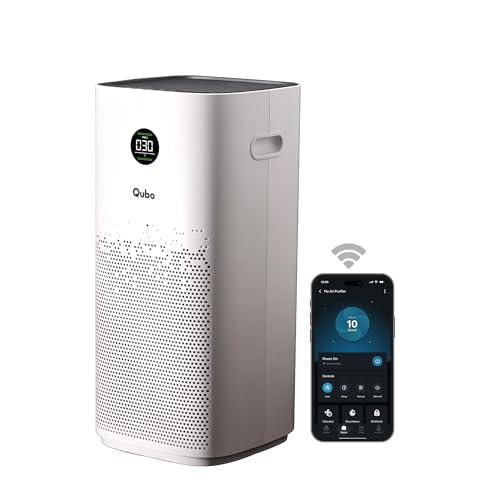 Image of Qubo Smart Air Purifier Q1000 for Home by Hero Group | Upto 1000 Sq Ft | 99.99% Allergen Removal | HEPA H13 | 9000 Hrs Filter Life | App & Voice Control | Energy Saving | Ultra-Quiet BLDC Motor