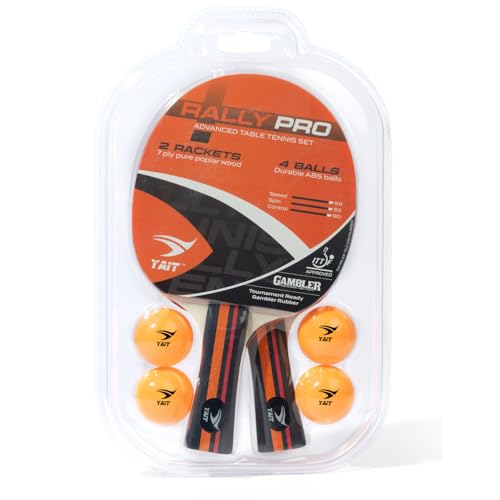 Image of Rally Pro ITTF Approved Table Tennis Set | 2 TT Bats & 4 ABS Balls | 7 Ply Racket | Gambler 7S Rubber | High Spin Blade |Indoor /Outdoor Ping Pong Table Tennis Racquet Set for Intermediate Players