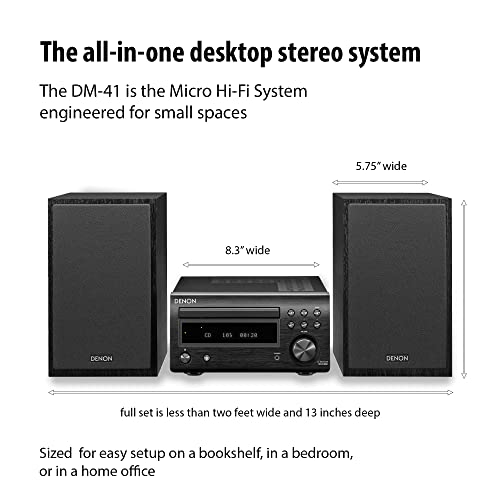 Denon DM41SBK D-M41 Home Theater Mini Amplifier And Bookshelf Speaker Pair - Compact Hifi Stereo System thumb #3