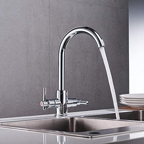 Robinet mural double chrome pour lavabo au design rond rétro - 4