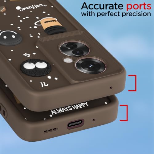 Image of Pikkme Back Cover for Oppo F25 Pro 5G | 3D Bear Silicone Cute & Fun Coffee Cartoon | Full Body Protection Bumper Case (Brown)