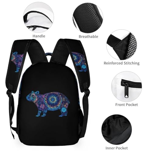 Colorful Capybara Cute Backpacks Set Lightweight Lunch Bag Aesthetic Pencil Cases for Travel Work3