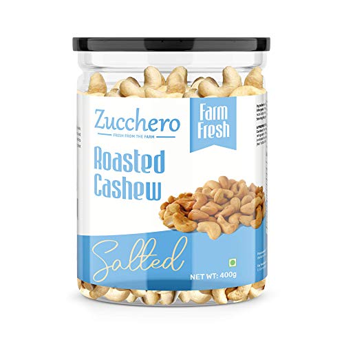 Image of Zucchero Roasted Cashew (W240), Lightly Salted 400g | Oil-Free Roasting |Slow baked Nuts | Earthy Flavour | Cholesterol Free