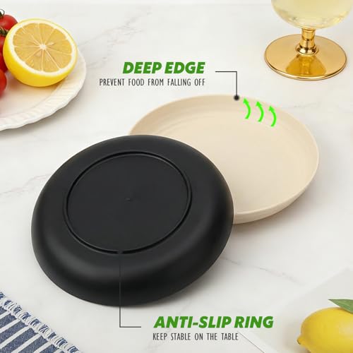 Image of 8In Wheat Straw Small Plates, 6PCS Resuable Deep Plates, GreyStone