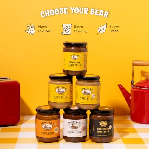 Image of Brawny Bear Chocolate Hazelnut Spread with 45% Hazelnuts, 100% Natural Sweetened with Dates, Healthy Nut Butter with No Added Sugar, No Palm Oil, No Preservative, Vegan Spread - 200 gm