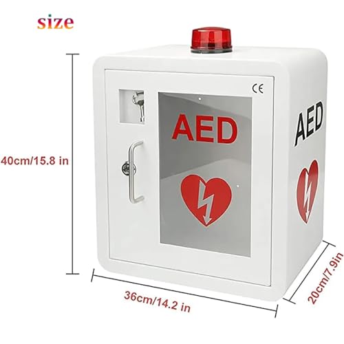 Armario desfibrilador AED - Caja de almacenamiento montada en la pared con luz y alarma para desfibrilación cardíaca en oficinas, hogares de ancianos y espacios públicos