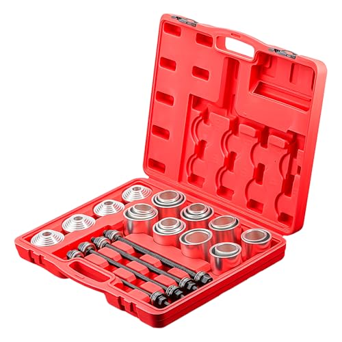 GEARMONSTER 28-TLG Silentlager Satz, Radlager Presse Abzieher Buchsen Werkzeug Druckhülsen Set mit Aufbewahrungskoffer, Abzieher Ausdrücker Montage Demontage für Auto, PKW, LKW