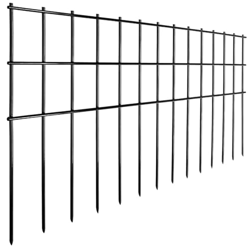 Getlay 25 Panels Thick Wire Animal Barrier Fence, 15inch(H) Total Length 62.5ft (L) No Dig Fences, 1.5in Spike Spacing Dog Digging Fence Barrier, Rustproof Metal Fences Bottom Blocker for Outdoor