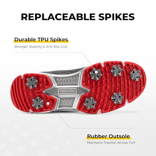 Image of FitVille Waterproof Golf Shoes Mens with Replaceable Spikes | Professional No-Slip Spiked, Arch Support, High-Rebound Cushioning