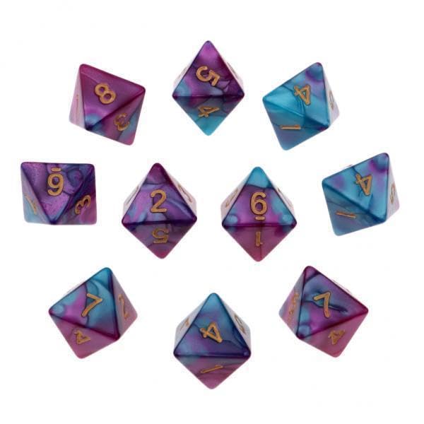 UJEAVETTE 4x10pcs Multi-Sided Dice Polyhedron Dice D8 for D&D TRPG Table Game Purple+Blue-image-41