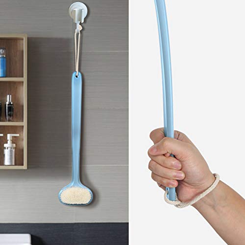 Body Bath Brush with Soft Bristles,Wet Brushing Back Scrubber for Shower with 17.5 inches Long Handle,Gentle Promote Healthy Glowing Skin and Beauty(Blue)